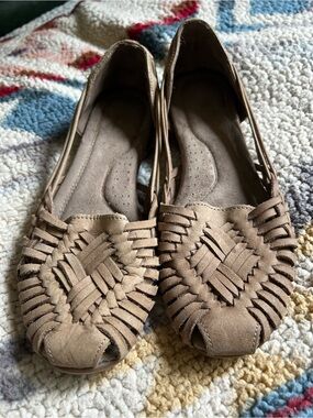 Natural Soul All-Thru Comfort Women’s Braided Huarache Flats in Taupe